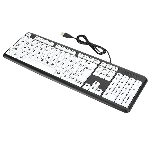Alt view image 6 of 7 - Leapiture Large Print Keyboard Standard 104 Keys Big Letter Keyboard USB Wired Computer Keyboard with Oversized Print Letters for Elderly and Low Vision People