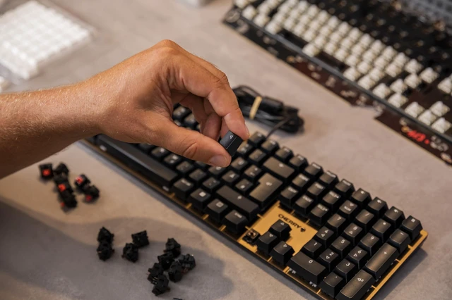 Alt view image 3 of 6 - Chery KC 200 MX Mechanical Office Keyboard with New MX2A switches. Modern Design with Metal Plate Frame. (Bronze W/MX2A Brown Switch)