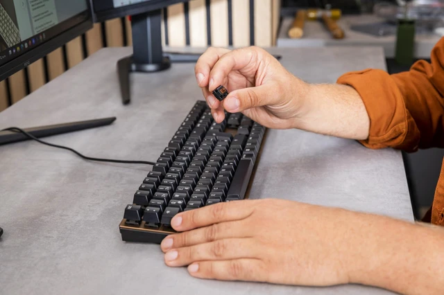 Alt view image 6 of 6 - Chery KC 200 MX Mechanical Office Keyboard with New MX2A switches. Modern Design with Metal Plate Frame. (Bronze W/MX2A Brown Switch)
