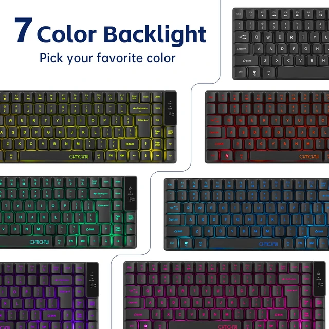 Alt view image 2 of 7 - Wireless Keyboard, Rechargeable Mini Quiet Keyboard, Thin Tenkeyless | 87 Key RGB Backlit, Small Compact Keyboard, Light Up Mechanical Feel Keyboard for Xbox PS4 PS5 PC Laptop Gamer