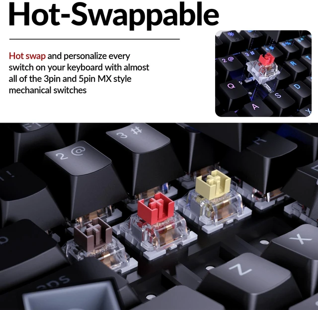 Alt view image 5 of 7 - C3 Pro TKL 80% Wired Mechanical Keyboard, 8K Polling Rate, QMK/VIA Programmable, Hot-Swappable, RGB Backlit Shine-Through Keycaps, Banana Switch, for Windows/Mac
