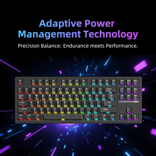 Alt view image 2 of 7 - FE87 V2 Wired Mechanical Keyboard, Dual 8KHZ Polling Rate, Support SODC/Latency As 0.125MS/ARGBHot Swappable, Gasket Sturcture Gaming Keyboard (Black/Hyacinth Switch)