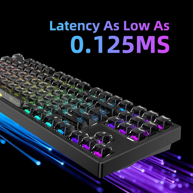 Alt view image 3 of 7 - FE87 V2 Wired Mechanical Keyboard, Dual 8KHZ Polling Rate, Support SODC/Latency As 0.125MS/ARGBHot Swappable, Gasket Sturcture Gaming Keyboard (Black/Hyacinth Switch)