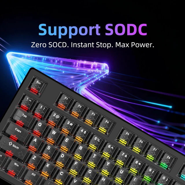 Alt view image 4 of 7 - FE87 V2 Wired Mechanical Keyboard, Dual 8KHZ Polling Rate, Support SODC/Latency As 0.125MS/ARGBHot Swappable, Gasket Sturcture Gaming Keyboard (Black/Hyacinth Switch)