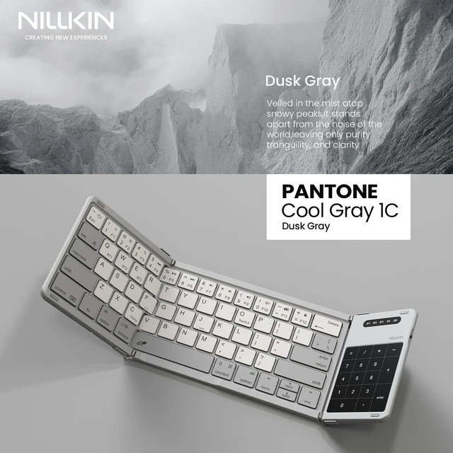 Alt view image 2 of 7 - Pocket Foldable Wireless Keyboard with Touchpad Number Pad for Trip Travel Meeting for Tablets Fold Phone Laptop PC, Full Size (Small) Magnetic Folding Keyboard (Grey)