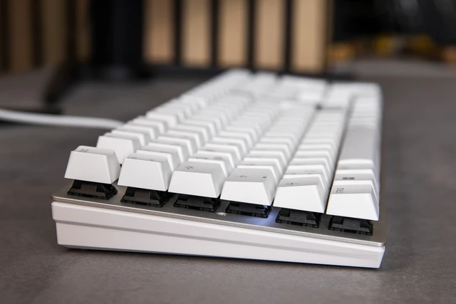 Alt view image 3 of 6 - KC 200 MX Mechanical Office Keyboard with New MX2A switches. Modern Design with Metal Plate Frame (White W/MX2A Brown Switch)