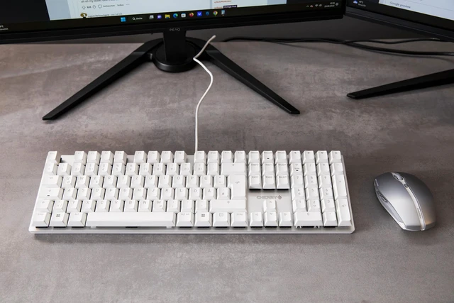Alt view image 4 of 6 - KC 200 MX Mechanical Office Keyboard with New MX2A switches. Modern Design with Metal Plate Frame (White W/MX2A Brown Switch)