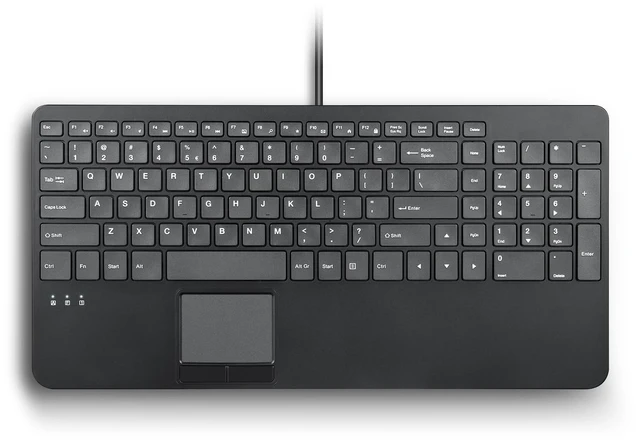 Main image of PERIBOARD-534 US, Wired Compact USB Keyboard with Touchpad - X Type Scissor Keys - 15.63x7.80x1.18 inches - Build-in 2 USB Hubs and Number Pad