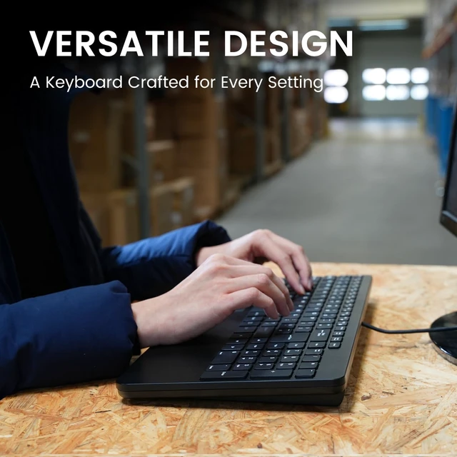 Alt view image 7 of 7 - PERIBOARD-534 US, Wired Compact USB Keyboard with Touchpad - X Type Scissor Keys - 15.63x7.80x1.18 inches - Build-in 2 USB Hubs and Number Pad