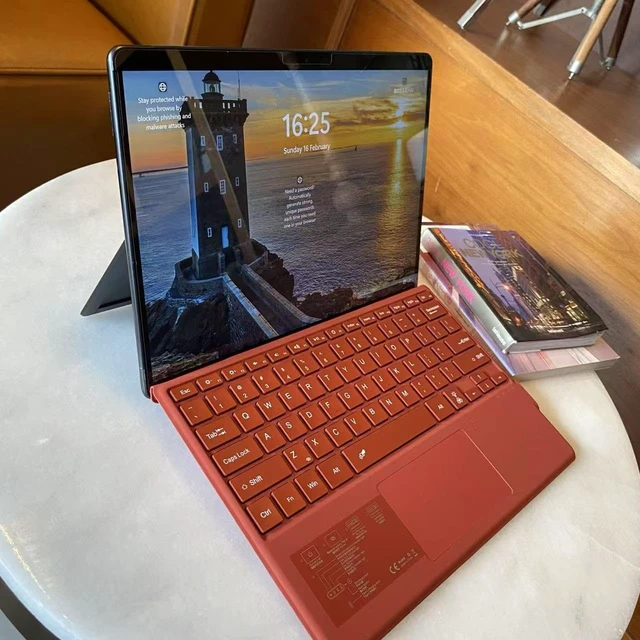 Alt view image 5 of 7 - =Type Cover for Microsoft Surface Pro 7+ / Pro 7/6 / 5/4 / 3, 12.3 inch, Ultra-Slim Bluetooth Keyboard with Multi-Touchpad (Red No Backlit)