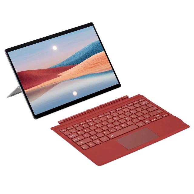Alt view image 6 of 7 - =Type Cover for Microsoft Surface Pro 7+ / Pro 7/6 / 5/4 / 3, 12.3 inch, Ultra-Slim Bluetooth Keyboard with Multi-Touchpad (Red No Backlit)