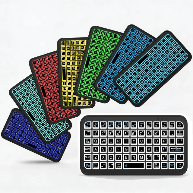 Main image of Mini Bluetooth Keyboard, Wireless Keyboard for iPhone iPad Android PC Mac | USB-C Rechargeable,7-Color RGB Backlight,Portable,Pocket Size,75 Keys,Full QWERTY Layout with Tab & F1-F12