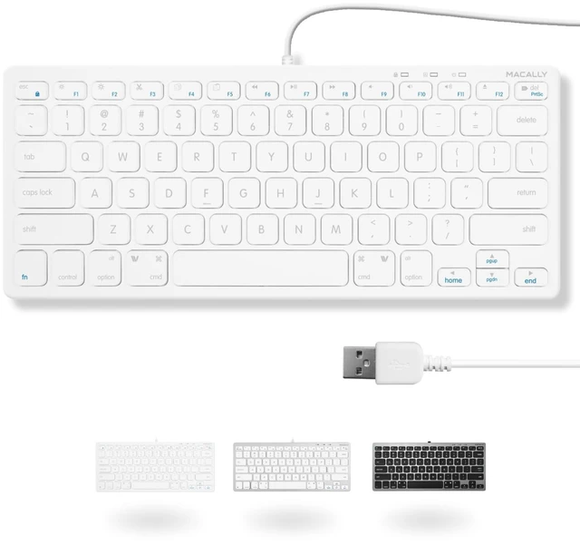 Main image of USB Wired Keyboard for Mac and Windows PC - Plug and Play Apple Keyboard with 78 Scissor Switch Keys and 13 Shortcut Keys - Compact & Small that Saves Spaces and Looks Great - White