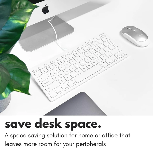 Alt view image 2 of 7 - USB Wired Keyboard for Mac and Windows PC - Plug and Play Apple Keyboard with 78 Scissor Switch Keys and 13 Shortcut Keys - Compact & Small that Saves Spaces and Looks Great - White