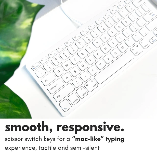 Alt view image 5 of 7 - USB Wired Keyboard for Mac and Windows PC - Plug and Play Apple Keyboard with 78 Scissor Switch Keys and 13 Shortcut Keys - Compact & Small that Saves Spaces and Looks Great - White