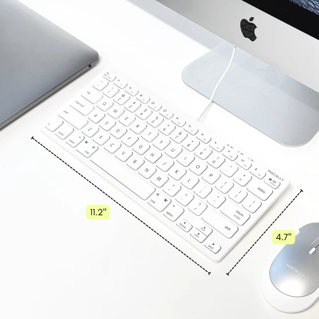 Alt view image 7 of 7 - USB Wired Keyboard for Mac and Windows PC - Plug and Play Apple Keyboard with 78 Scissor Switch Keys and 13 Shortcut Keys - Compact & Small that Saves Spaces and Looks Great - White
