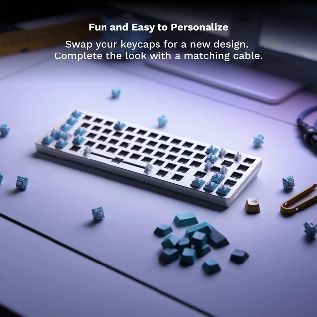Alt view image 5 of 7 - Gaming GMMK 2 Compact 65% Barebones (Frame Only) - Mechanical Gaming Keyboard Frame, Compact TKL Size (65%), Aluminium, Customisable, Per Key RGB, American QWERTY Layout - White