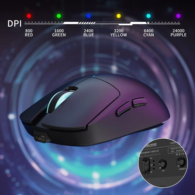 Alt view image 4 of 7 - SHARK×Magic-Refiner G6 Wireless Gaming Mouse Tri-Modes Connection 2.4G/BT/USB-C 24000 DPI 1000Hz Polling Rate with Anti-Slip Grips,750mAh Battery Gaming Mice for Laptop/PC/Mac Gamer Black