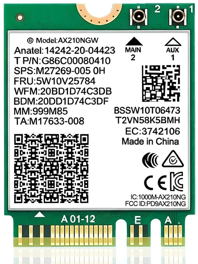 Main image of WiFi 6E AX210NGW WiFi Card, Laptop for Intel ax210 M.2 with windows10/11 | with Bluetooth 5.3, Tri-Band 5400Mbps WiFi Module, MU-MIMO, Ultra-Low Latency