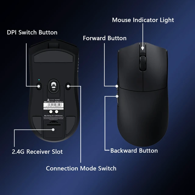 Alt view image 6 of 7 - V3 MC Wireless Gaming Mouse 2.4G Wired/Bluetooth | RGB Magnetic Charging Dock | Lightweight Design | 24K DPI | 800mAh Battery | PAW3311 Sensor | 5 Programmable Buttons, Compatible with PC/Mac