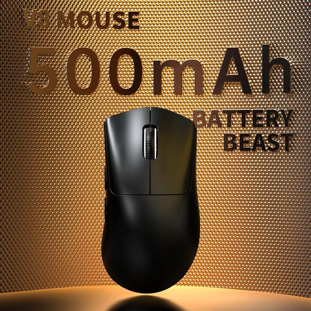 Alt view image 7 of 7 - V8 Wireless Ultralight 8K Polling Gaming Mouse-Black | 42000 DPI,Nordic 54L15 MCU Chip,PAW3950 Max Sensor,Tri Mode-Wired/BT/2.4Ghz,400Hrs Long Battery,Programmable for PC Mac FPS