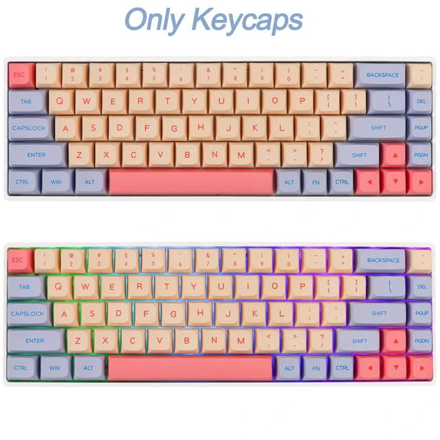 Alt view image 4 of 7 - PBT Keycaps 132 Keys Marshmallow Keycaps Set, XDA Profile, Dye-Sublimation Cute Keycap for Mechanical Keyboard