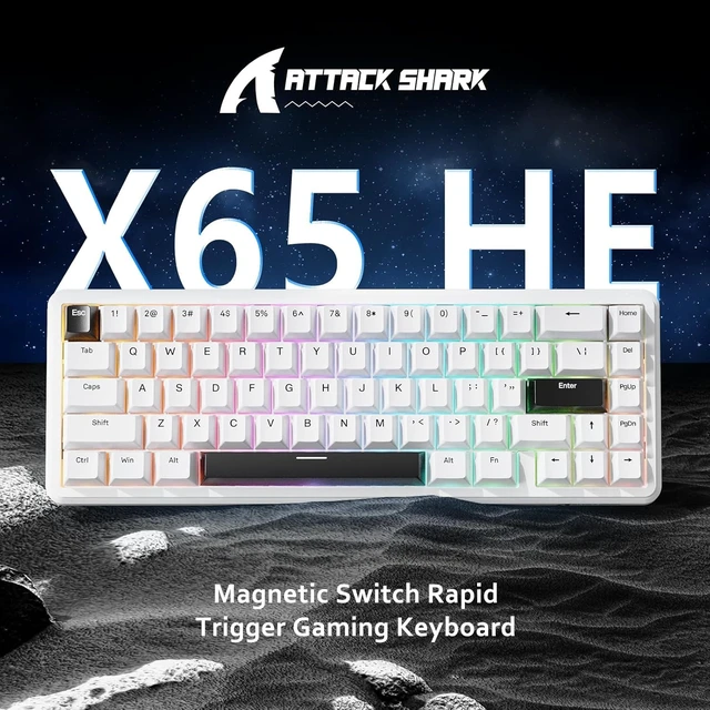 Alt view image 2 of 7 - SHARK X65 HE Wired RT 65% RGB Mechanical Gaming Keyboard-White | 8KHZ Polling Rate,Hall Effect Magnetic Switch,Top Mounted,Hot Swapped,0.01mm Adjustable Actuation,PBT Keycaps for PC/Win/Mac