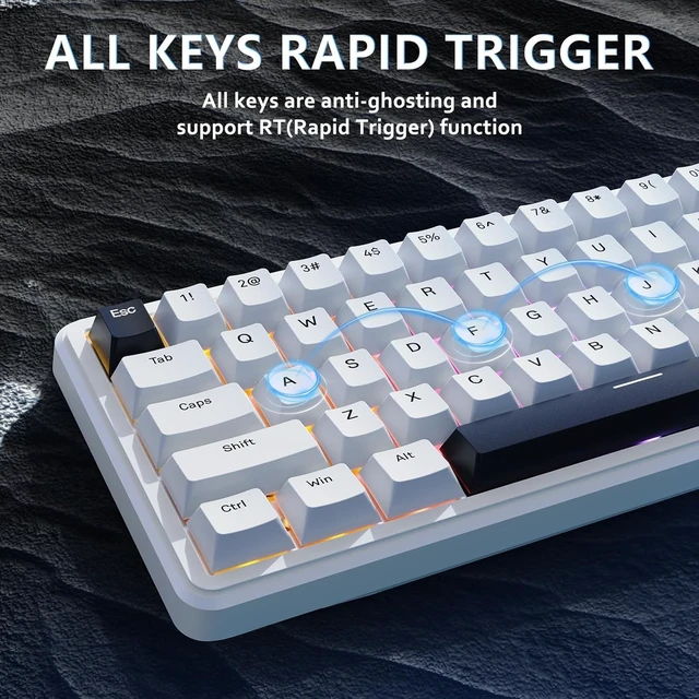 Alt view image 4 of 7 - SHARK X65 HE Wired RT 65% RGB Mechanical Gaming Keyboard-White | 8KHZ Polling Rate,Hall Effect Magnetic Switch,Top Mounted,Hot Swapped,0.01mm Adjustable Actuation,PBT Keycaps for PC/Win/Mac