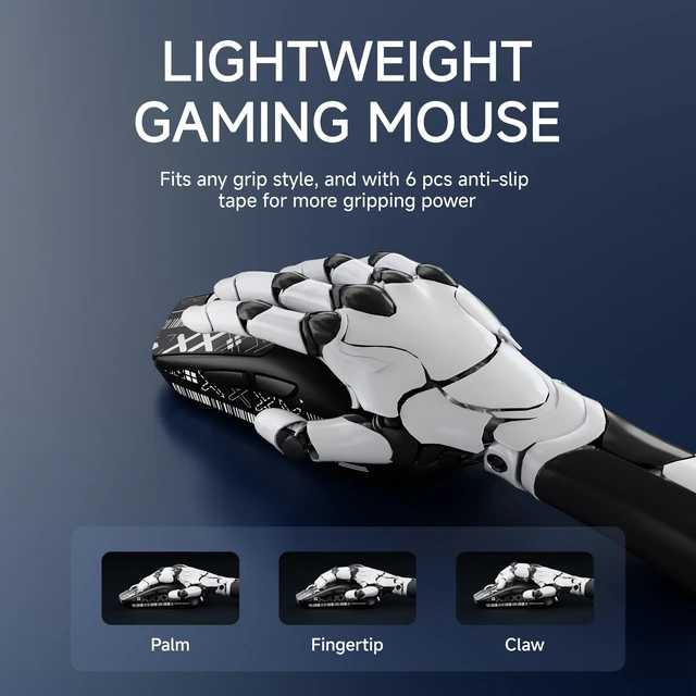 Alt view image 6 of 7 - X23 Pro Gaming Mouse, Tri-Mode 2.4G/USB-C/Bluetooth Wireless Mouse, PAW3311 Sensor, 12,000 DPI, 59g Lightweight, 1ms Ultra-Low Delay, Gaming & Computer Mouse for Laptop/PC/Mac-Black
