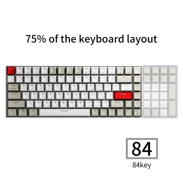 Alt view image 6 of 7 - GM840 Mechanical Keyboard,Wireless/Wired/Bluetooth Gaming Keyboard | Mechanical Keyboard,Wireless/Wired/Bluetooth Gaming Keyboard,75%,RGB Backlit,Hot Swappable,Compact,USB,Computer,PC,Red Switch