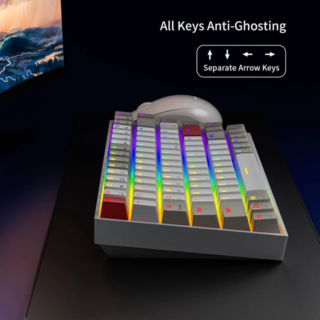 Alt view image 7 of 7 - GM840 Mechanical Keyboard,Wireless/Wired/Bluetooth Gaming Keyboard | Mechanical Keyboard,Wireless/Wired/Bluetooth Gaming Keyboard,75%,RGB Backlit,Hot Swappable,Compact,USB,Computer,PC,Red Switch