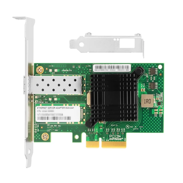 Alt view image 3 of 6 - X520-DA1-X4 Network Adapter, 10GbE 1x SFP+ PCIe 2.0 x4 NIC | 100MbE/1GbE/10GbE Single SFP+ Port NIC with Intel 82599EN, Compatible with Windows, Linux servers, Data Center Networking