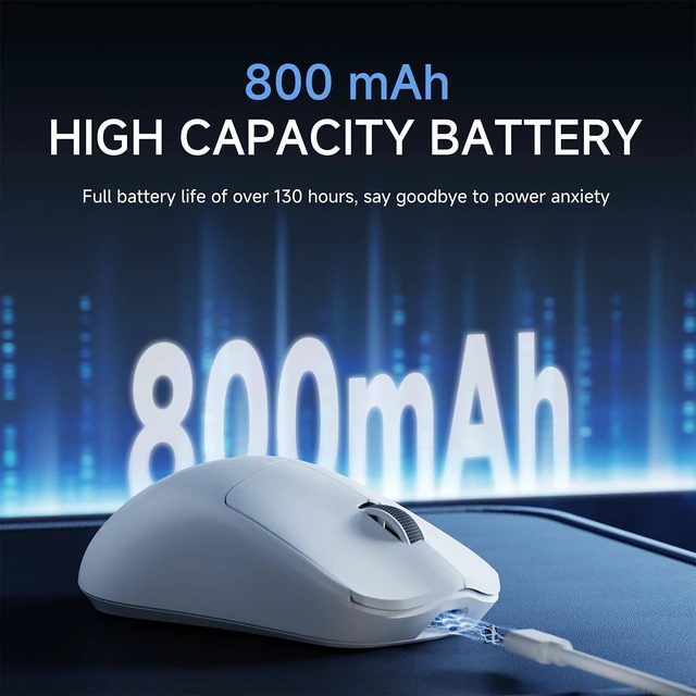 Alt view image 4 of 7 - X23 Pro Gaming Mouse, Tri-Mode 2.4G/USB-C/BT 5.4 Wireless Mouse, PAW3311 Sensor, 12000 DPI, 59g Lightweight, 1ms Response, Anti-Slip Grip Tape Included Computer Mouse for Laptop/PC/Mac-White