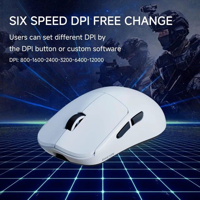 Alt view image 3 of 7 - X23 Pro Gaming Mouse, Tri-Mode 2.4G/USB-C/BT 5.4 Wireless Mouse, PAW3311 Sensor, 12000 DPI, 59g Lightweight, 1ms Response, Anti-Slip Grip Tape Included Computer Mouse for Laptop/PC/Mac-White