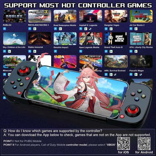 Alt view image 5 of 7 - Mobile Game Controller Gamepad for iPhone iOS Android PC: Works with iPhone 17/16/15/14/13/12/11, iPad, Samsung Galaxy, TCL, Tablet, Call of Duty, Diablo Immortal - Directly Play (Black)