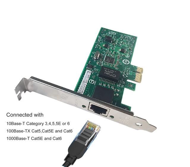 Alt view image 3 of 6 - 10/100/1000Mbps PCIe x 1 Network Adapter Single RJ45 Port Compatible Intel EXPI9301CTBLK 82574L Gigabit Ethernet Desktop LAN Card