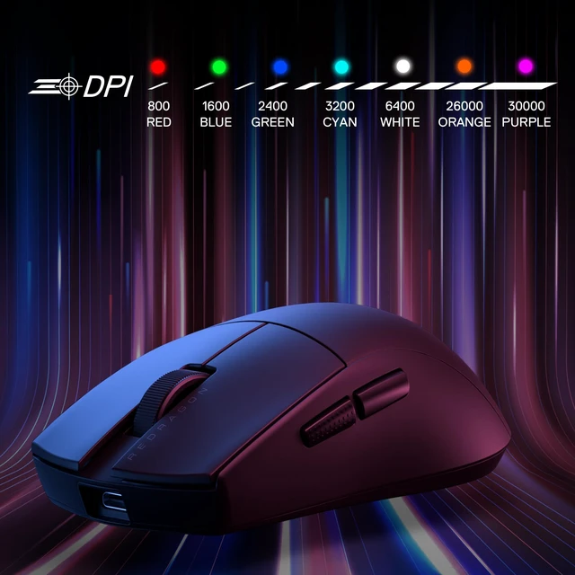 Alt view image 6 of 7 - M916 ULT Wireless 8K Polling Rate Gaming Mouse, 49G Ultra-Light 30,000 Max DPI Gaming Mice w/Ergonomic Natural Grip Build, Full Programmable Buttons, Software Supports DIY Keybinds & DPI