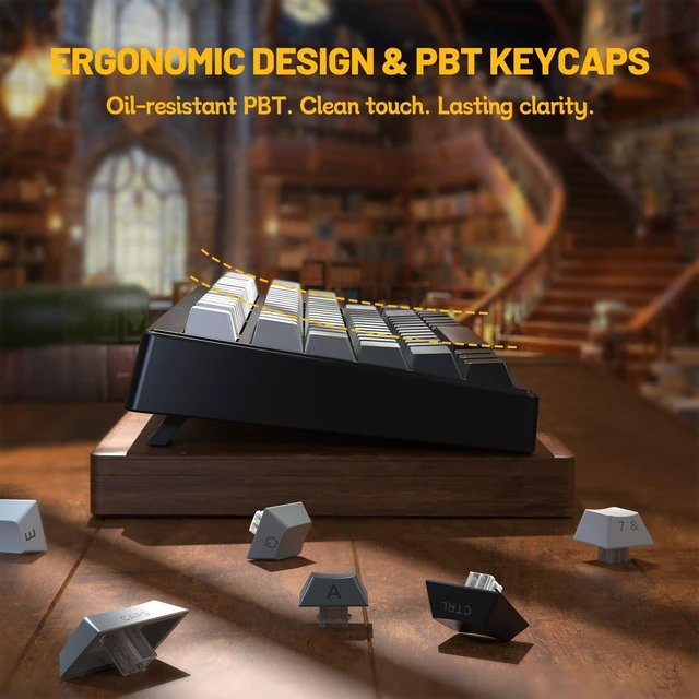 Alt view image 7 of 7 - M87V2 Wireless Gaming Keyboard, 80% TKL 87-Key Low Profile, Moon | Quiet Typing, Mechanical Feel, Tri-Mode, PBT Gradient Keycaps, 16M RGB Backlit, 4000mAh Battery, USB-C for PC, Mac, Linux