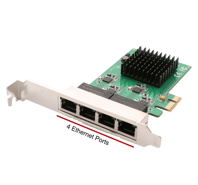 Alt view image 3 of 6 - 4 Port Quad Gigabit Ethernet PCI Express 2.1 PCI-E x1 Network Interface Card (NIC) 10/100/1000 Mbps Realtek Chipset SI-PEX24042