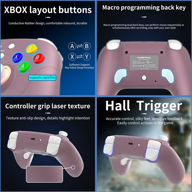 Alt view image 5 of 6 - RG P01 Wireless Gaming Controller RG P01 Controllers Gamepad for PC Plug and Play Gaming Gamepad with Hall Effect/Triggers Joystick rg p01 Game Controller Switch/PC/Steam/Android/IOS(Purple)