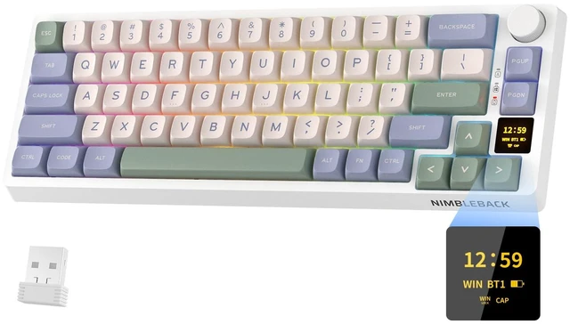 Main image of Nimbleback NB682 PRO 65% Wireless Mechanical Keyboard w/Display Screen & Knob, 2.4G/ BT/USB-C Wired RGB 68 Keys Gaming Keyboard, 5-Layer Dampener, Hot Swap PCB, Software Support, Linear Switch