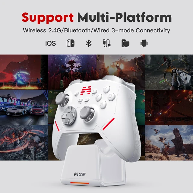 Alt view image 6 of 6 - BEITONG KP20 Wireless Gaming Controller with TMR Joysitck, Hall Effect Linear Triggers, Enhanced Mechanical Keys, 3 Programmable Keys,1000Hz Polling Rate, Vibration Feedback for PC, Switch, Android