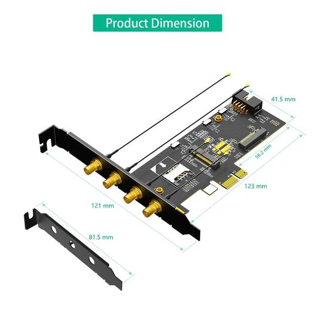 Alt view image 4 of 7 - M.2 Key B and Key A to PCIe X1 Adpater for 3G/4G and WiFi Card