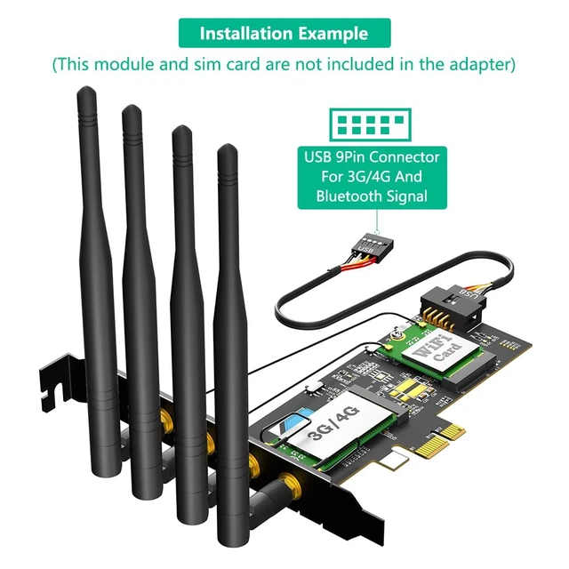 Alt view image 6 of 7 - M.2 Key B and Key A to PCIe X1 Adpater for 3G/4G and WiFi Card