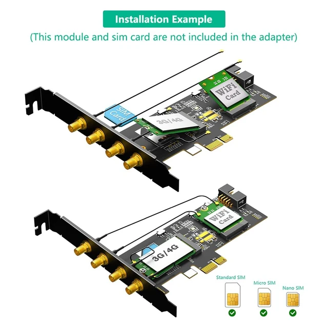 Alt view image 5 of 7 - M.2 Key B and Key A to PCIe X1 Adpater for 3G/4G and WiFi Card