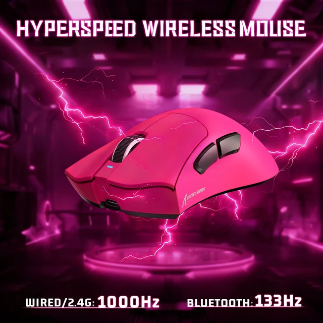 Alt view image 5 of 7 - V3 Ultra-Light Wireless Gaming Mouse,PAW3311 Sensor, 500mAh, 62g, 25KDPI 2.4G/BT/USB-C Rechargeable Wireless Mouse with 5 Programmable Buttons for Laptop,PC,Mac Gamer (Berry Red)