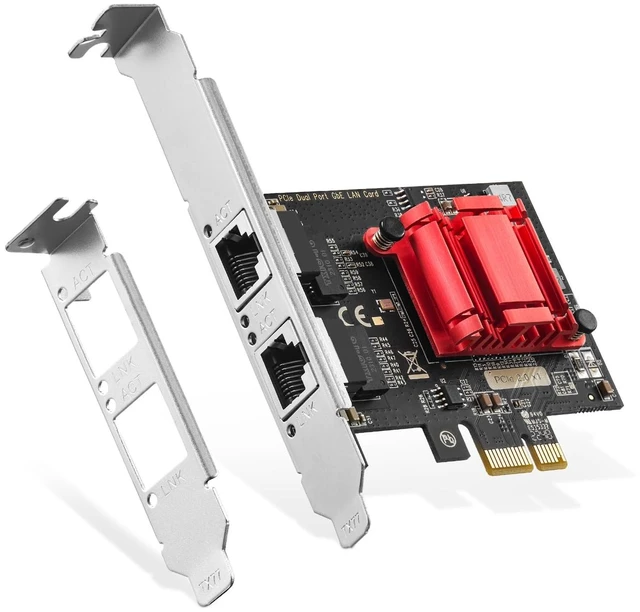 Main image of 2 Port Gigabit PCIe Network Adapter, Intel 82575/82576 Controller 1000/100Mbps Binardat Ethernet LAN Card for Windows/Linux