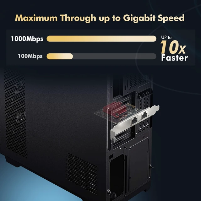 Alt view image 3 of 7 - 2 Port Gigabit PCIe Network Adapter, Intel 82575/82576 Controller 1000/100Mbps Binardat Ethernet LAN Card for Windows/Linux