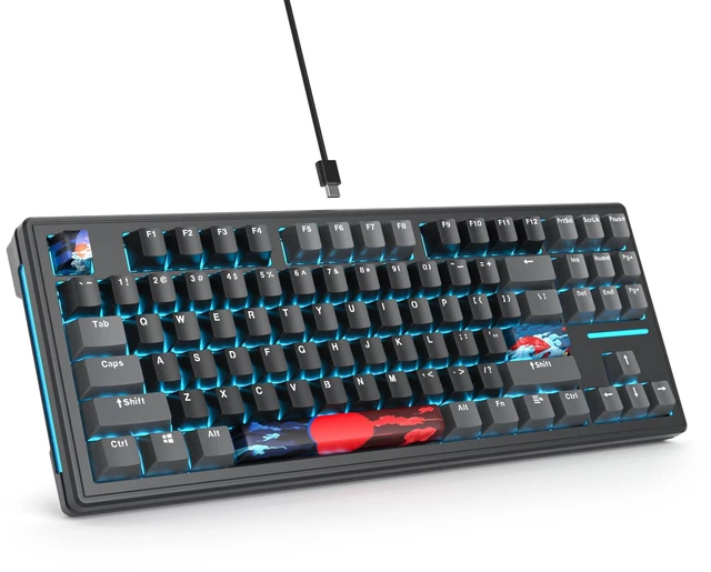 Main image of 75% Gasket Mounted Mechanical Gaming Keyboard Hot Swappable, Wired 87 Keys South-Facing RGB Keyboard with Quiet Linear White Switch Cherry Keycaps for Win mac (Black)