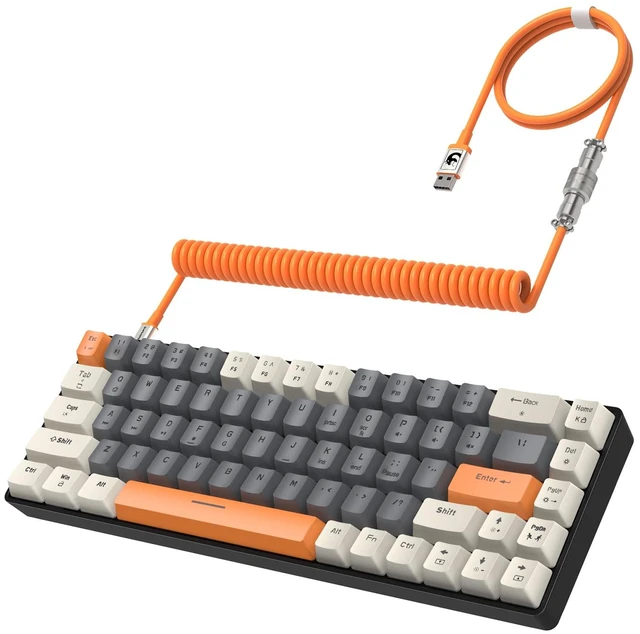 Main image of T8 60% Mechanical Gaming Keyboard,68 Keys TKL Compact Layout Mini Keyboard,18 Chroma RGB Backlit,Slight Clicky Brown Switch,Anti-ghosting,Pro Coiled USB-C Cable,for PC,Mac,PS4,Xbox-Milk Shake